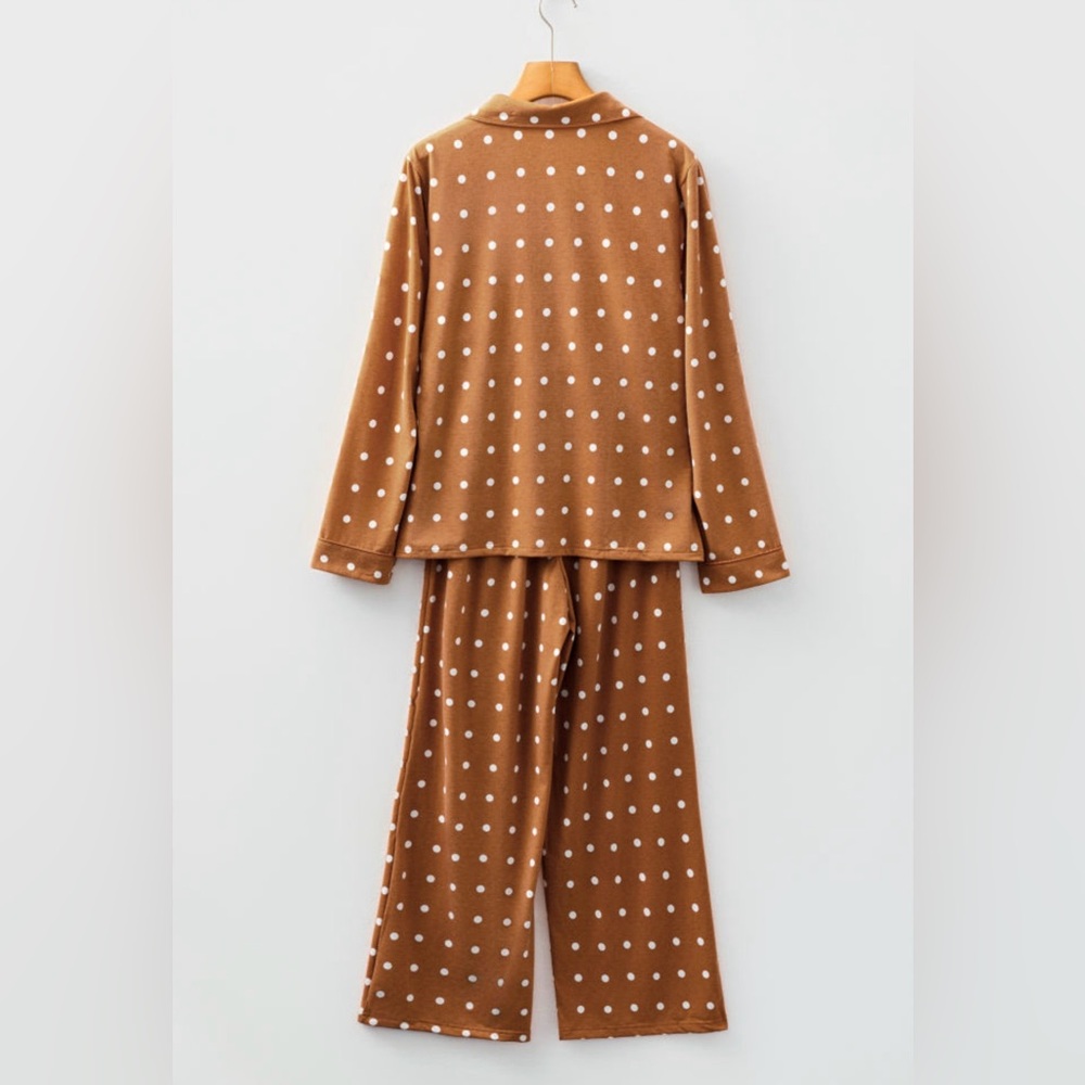 Autumn -Brown Polka Dot Pajama Set - Picture 3 of 4